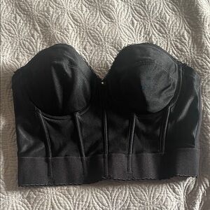 Dominique Strapless Long Line Low Black Bra 36C